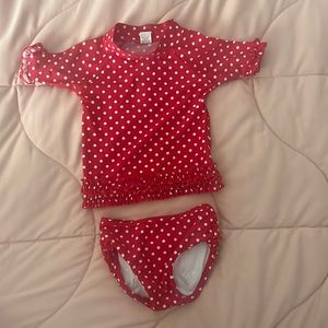 Ruffle Butts red polka dot bathing suit 12-18mo
